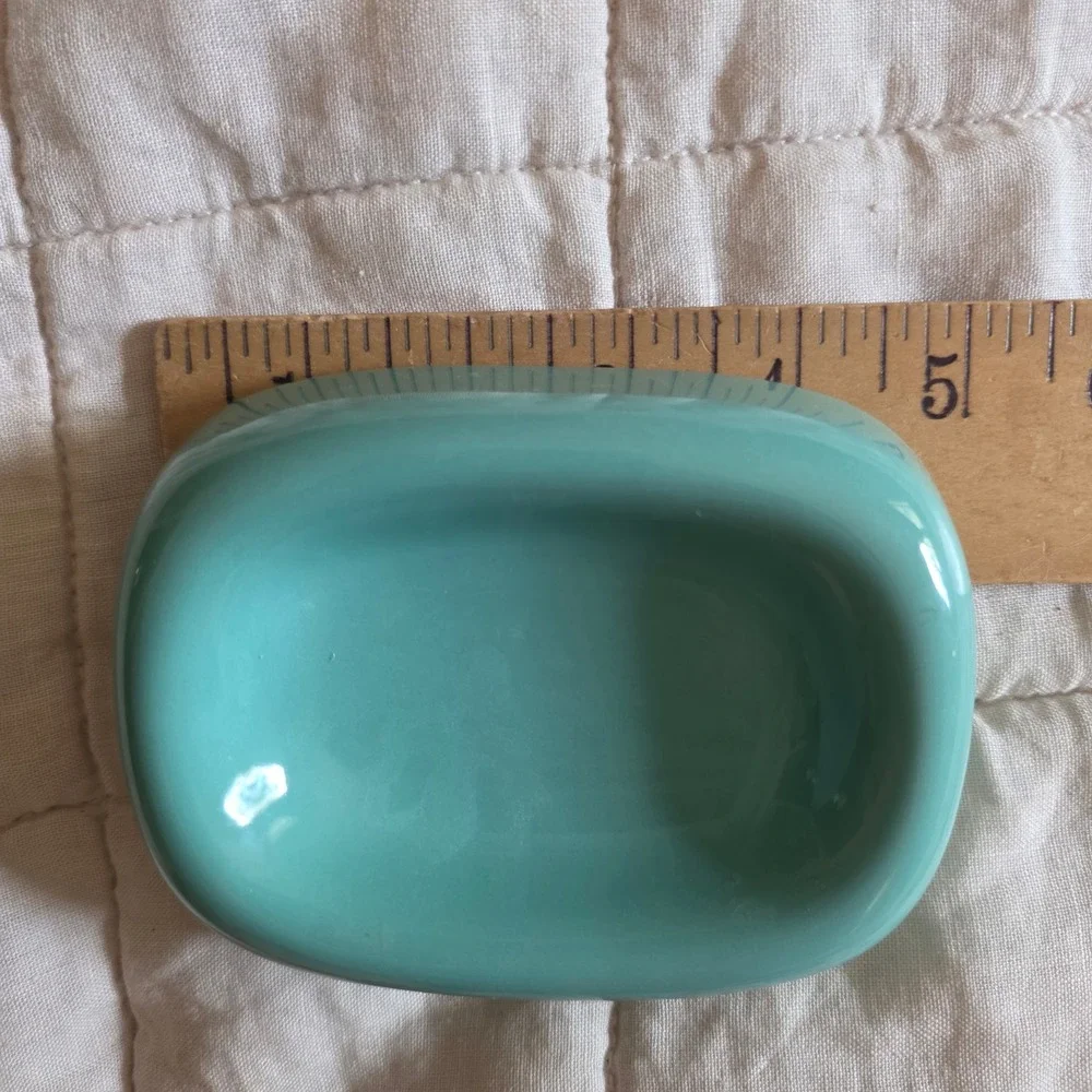 Vintage Ceramic Soap Dish Japan Teal Turquoise Mid Century Modern Retro